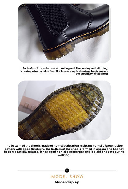 New Unisex Autumn Breathable Leather Ankle Boots Smooth Leather Platform Chelsea Boot for Women Men Platform Boots