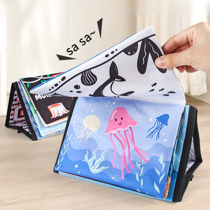 10 Page Cloth Book Montessori Touch And Feel Infant Soft Desk Calendar Cloth Books Cartoon Animals Early Education Toys For Baby
