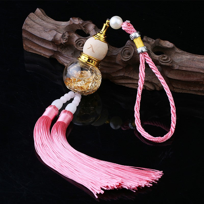 Car Glass Bottle Gourd Pendant Gold Foil Bottom Double Spike Gourd Pendant Car Interior Accessories Car Pendant Pendant