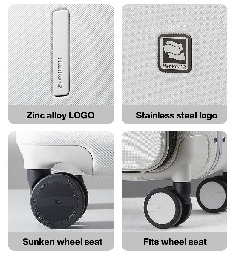 Hanke New Design Luggage Business Travel Suitcase Carry On Boarding Cabin Trolley Case PC Material Rolling Spinner Wheels