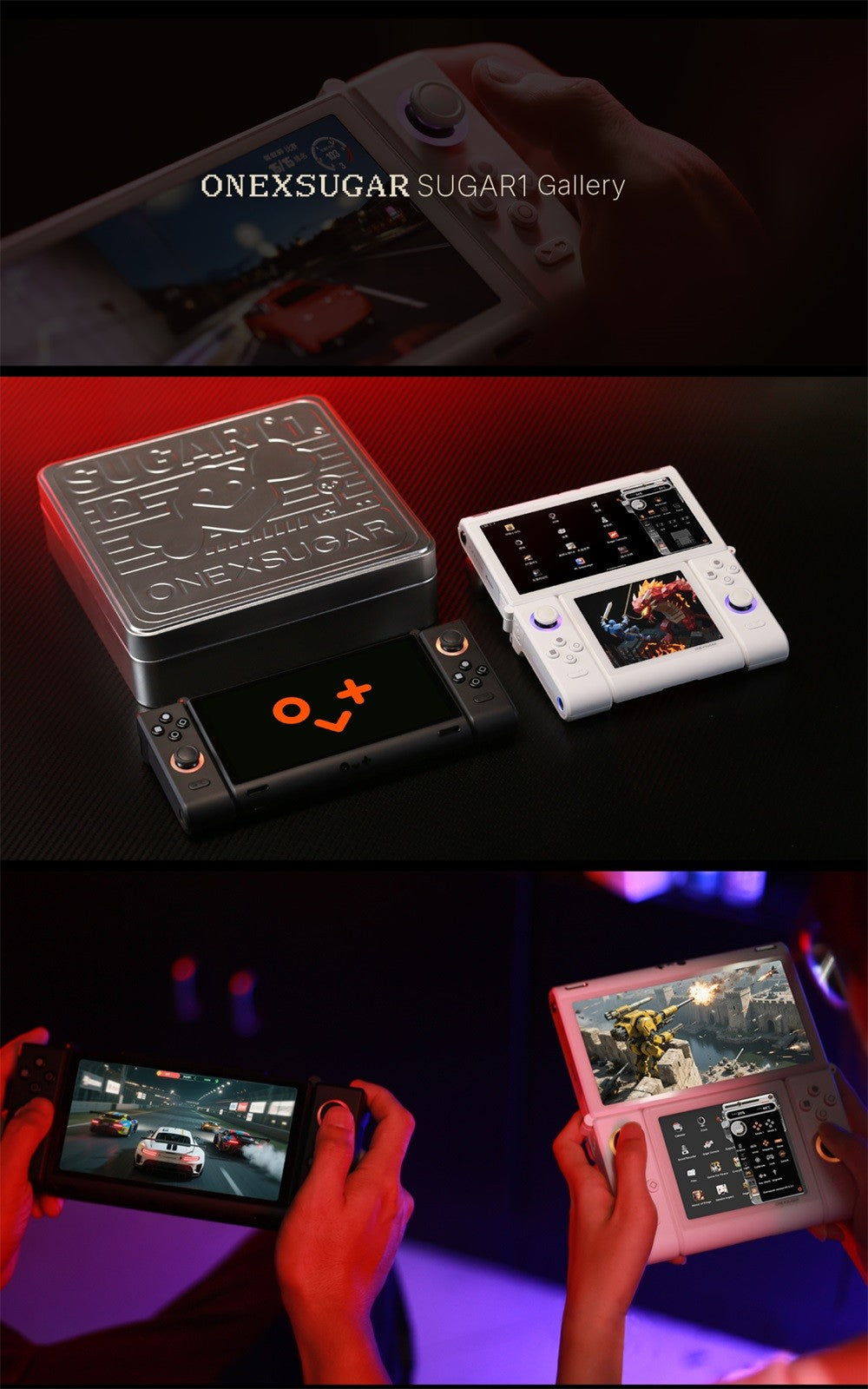 OneXugar SUGAR 1 Foldable Dual OLED Handheld Game Console Android 14 Snapdragon G3 Gen3 16GB 512GB Portable Gaming Handheld
