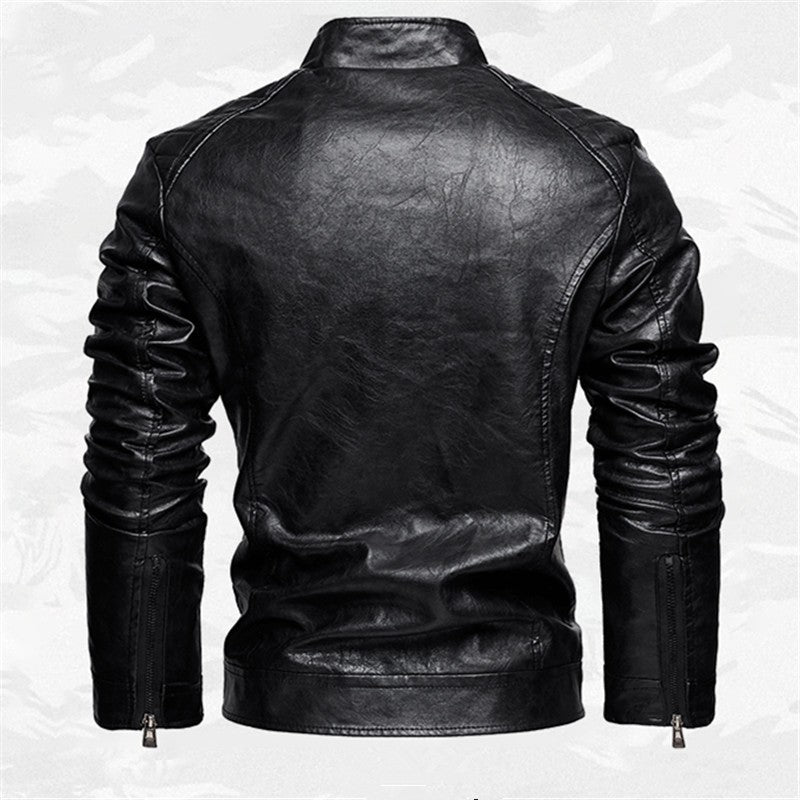 PU Leather Jacket Men Autumn Winter Motorcycles Faux Leather Coats Fashion Male Stand Collar Moto Biker Vintage Casual Outwear