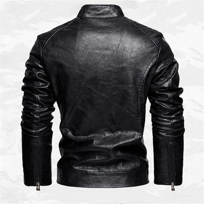 PU Leather Jacket Men Autumn Winter Motorcycles Faux Leather Coats Fashion Male Stand Collar Moto Biker Vintage Casual Outwear