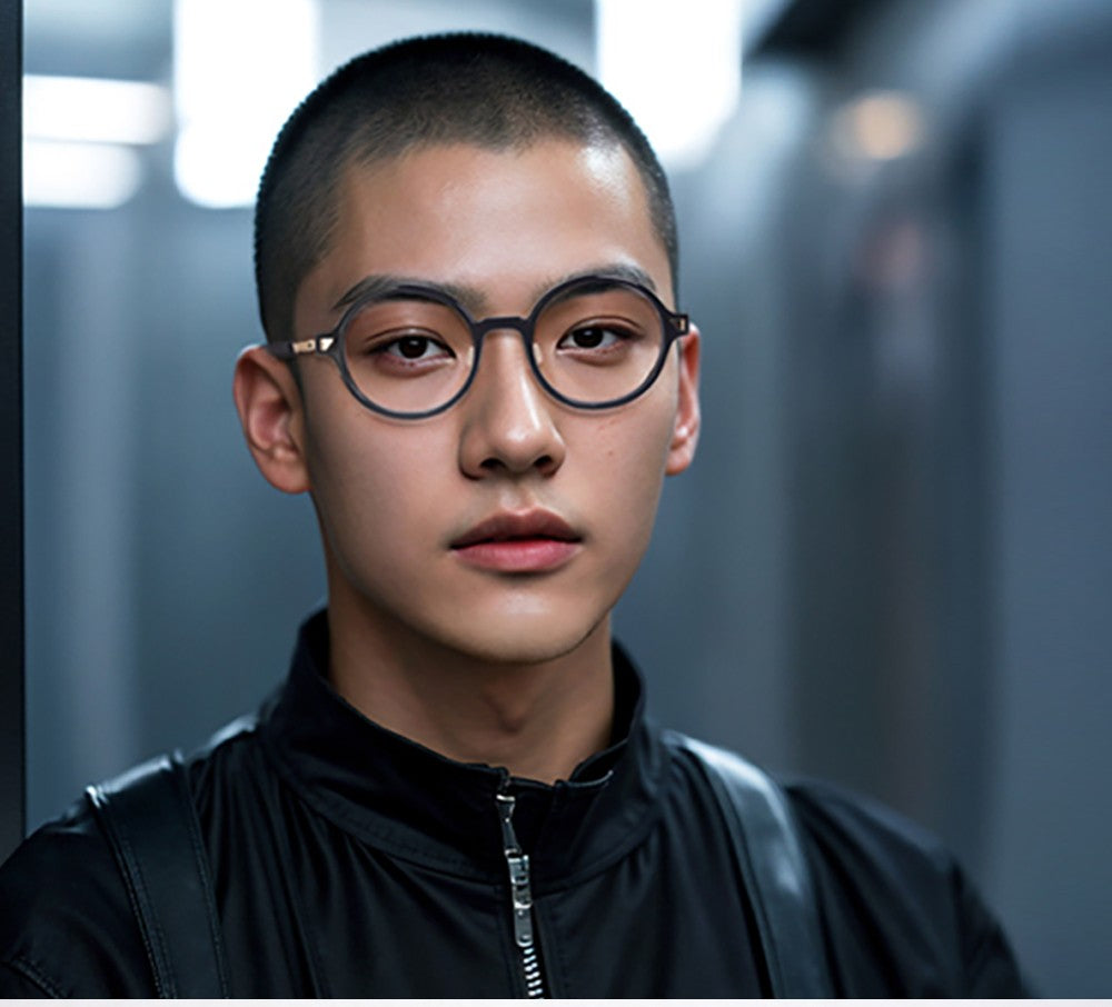 Óculos de Grau de Acetato Redondos Grandes da Moda para Mulheres Óculos Redondos de Tamanho Grande para Homens Design Alemão Flexível com Grau