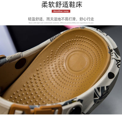 Men's Sports Sandals Eva Light Soft Comfortable Men's Beach Sandals Fashion Platform Buckle Slip-on Graffiti Slippers for Men