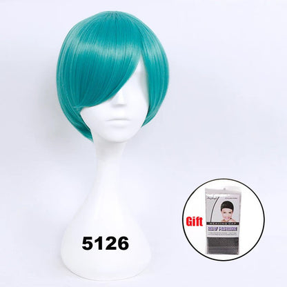 Peruca curta sintética Snoya 30cm roxo azul vermelho amarelo fibra de alta temperatura Peruca para festa a fantasia Cosplay 23 cores
