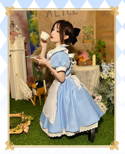 Lolita Dress Maid Apron Fantasia Halloween Carnival Party Costume for Women Masquerade Party Alice In Wonderland Cosplay Costume