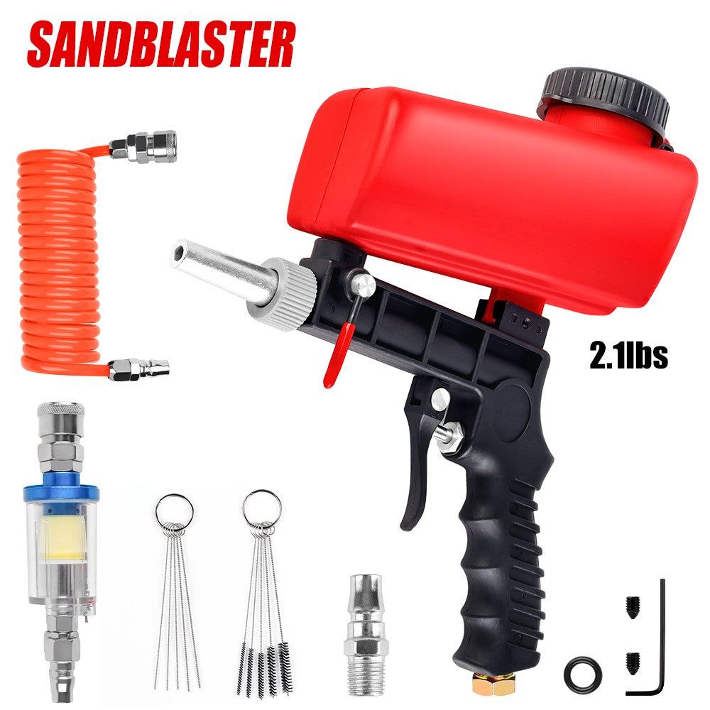 Pistola de Jato de Areia Ajustável 90psi Máquina de Jato de Areia Portátil para Casa Jato de Areia Gravitacional Pneumática Conjunto de Pistola Pequena Portátil Ferramenta a Ar