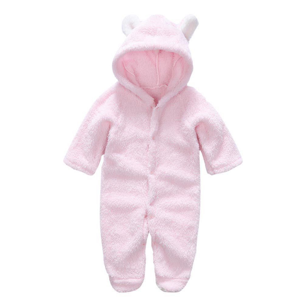 Winter Newborn Baby Plush Bodysuit Jumpsuit Cartoon Hoodies Boy Girl Romper Twins Clothes Korean version 0-12M