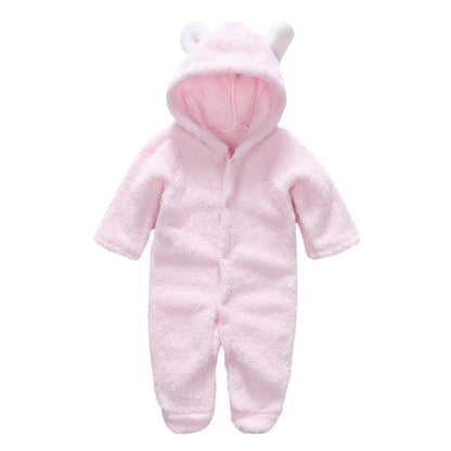Winter Newborn Baby Plush Bodysuit Jumpsuit Cartoon Hoodies Boy Girl Romper Twins Clothes Korean version 0-12M