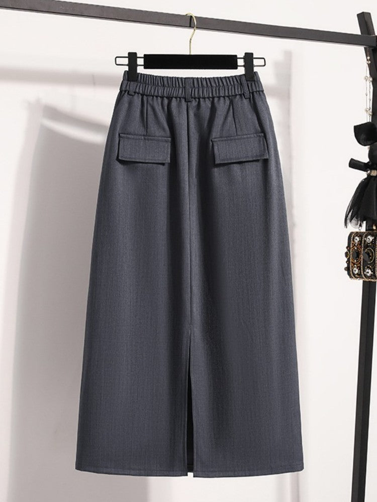 Suit Half-body Skirt Women's Large Size Autumn New Fashion Elegant Commuting Medium-length Package Hip Skirts Loose A-line Skirt