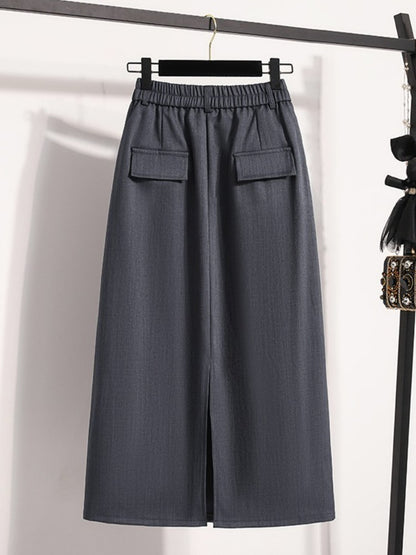 Suit Half-body Skirt Women's Large Size Autumn New Fashion Elegant Commuting Medium-length Package Hip Skirts Loose A-line Skirt