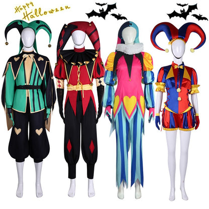 Hazbin Hotel Fizzarolli Cosplay Costume The Amazing Digital Circus Pomni Pierrot Harlequin Clown Outfit Halloween Party Costume