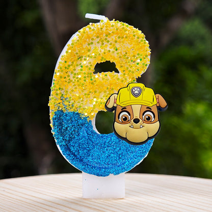 Paw Patrol Candle 0-9 Number Candle Paw Patrol Cartoon Character Party Cake Plug-in Birthday Cake Decoration Baby Shower Gift