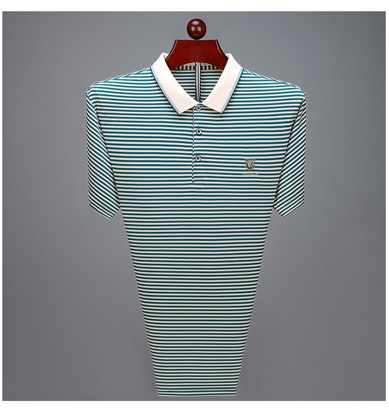 Quality breathable cotton short sleeve men's POLO shirt 2024 summer fashionable shiny diamond inlaid design top soft T-shirt