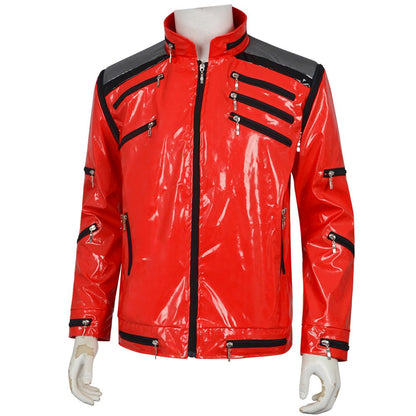 Classic Michael Joseph Jackson Leather Red Thrilling Jacket Halloween Birthday Gift Night Outwear