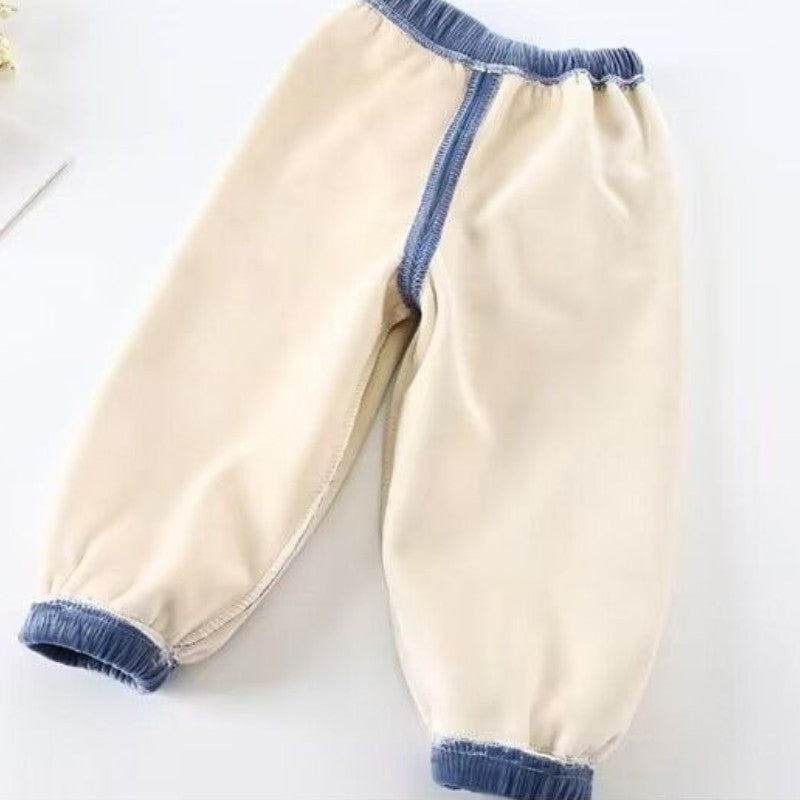 1pcs Boy Girl Winter Velvet Corduroy Kids Pants Little Bear Cartoon Mid Waist Warm Pantalones Baggy Thick Plush Children Trouser