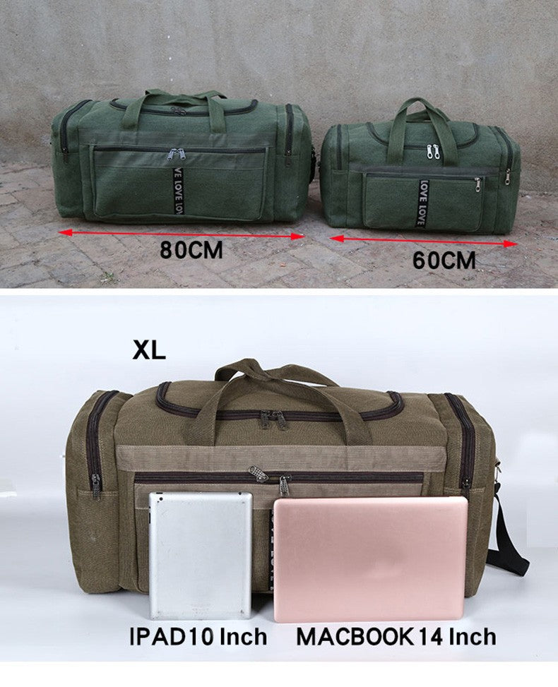 Large Canvas Travel Duffel Bag Waterproof Men's Shoulder Luggage Storage Bags Outdoor Trainning Fitness Sports Handbag XA927D