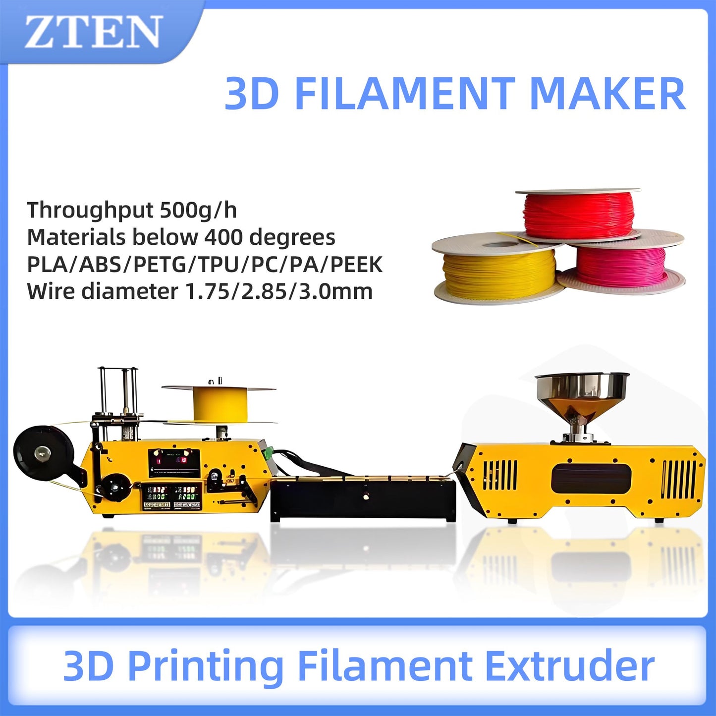 3D Filament Maker Extruder Desktop High-Precision 3D Printing Consumables Extruder 3D Printing Filament PLA ABS PE Extruder
