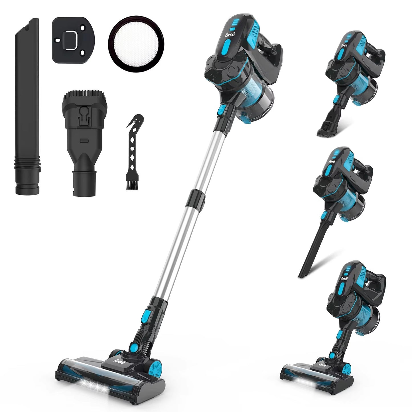 INSE V50 Cordless Vacuum Cleaner Powerful Suction 6-in-1 Lightweight Stick Vacuum with Rechargeable Battery for Carpets Pet Hair