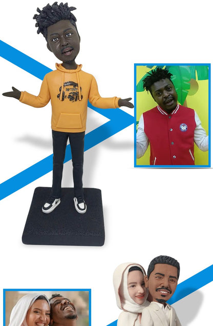 Custom Handmade Bobblehead Figure, Personalized Clay Doll on Photos, Real Person Figurine 3D Customization, Christmas Gift for M