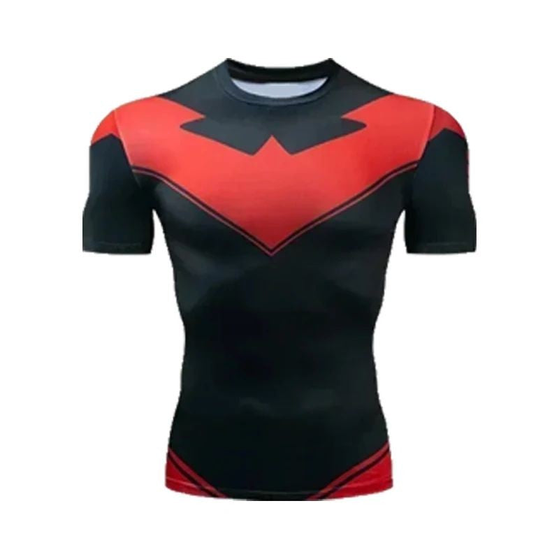 New 2025 Adult Nightwing 3D Printed Red Short Sleeve T-shirt Casual Loose Sports Top Role Play Cosplay