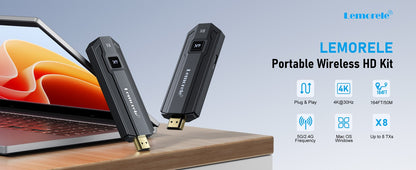 Kit Transmissor e Receptor de Vídeo HDMI Sem Fio Lemorele P50 4K, Extensor HDMI para Monitor, Projetor, HDTV, para PC, Câmera, Laptop