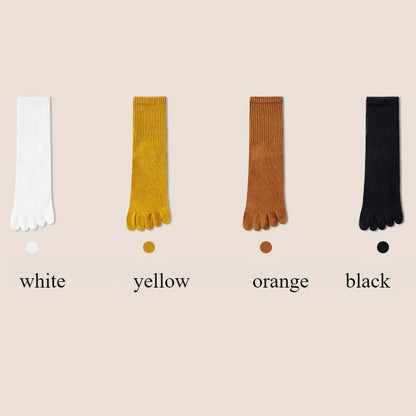 4 Pairs Women Toe Socks Five Finger Socks High Quality Cotton Autumn Spring Middle Tube Sports Socks with Separate Fingers