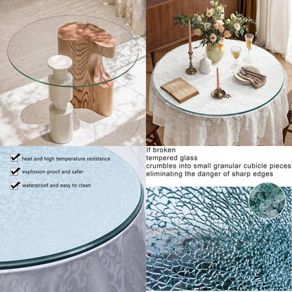 28 Inch Tempered Glass Table Top, 0.26 Inch Thick, Clear Pencil Polished Edge, Suitable for Patio, Dining, Coffee, and Side Tabl