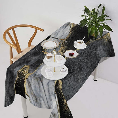 White Grey Gold Marble Texture Rectangle Tablecloth Holiday Party Decor Modern Abstract Geometric Texture Table Cloth Home Decor