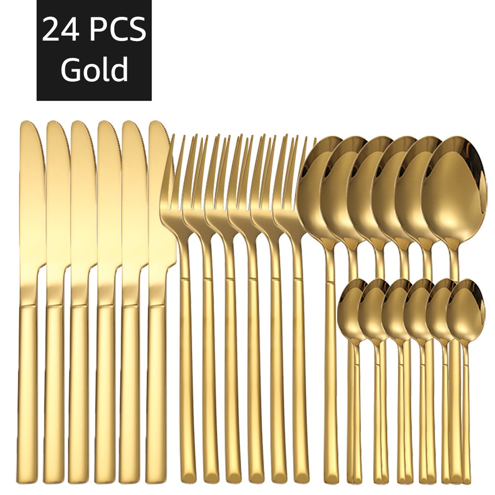 Conjuntos de talheres de ouro 30 peças, talheres de aço inoxidável, garfo de sobremesa, colher de café, talheres laváveis em lava-louças para jantar, cozinha e mesa.