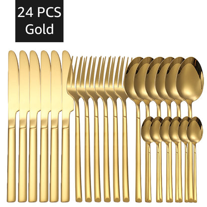Conjuntos de talheres de ouro 30 peças, talheres de aço inoxidável, garfo de sobremesa, colher de café, talheres laváveis em lava-louças para jantar, cozinha e mesa.