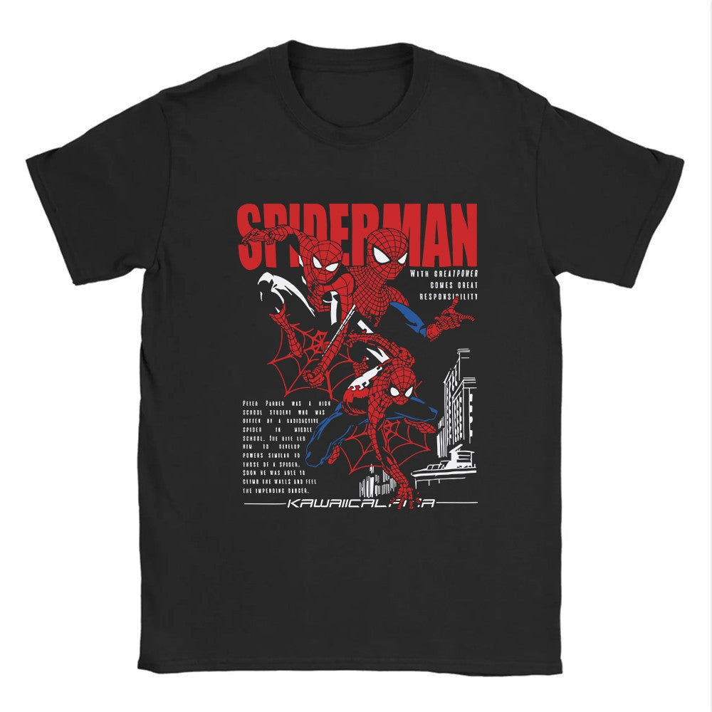 Vintage Spider-Man Comic Retro Comic Men Print T Shirts Merch Spiderman Loose Tees for Men Women Cotton Harajuku Y2k T-shirts