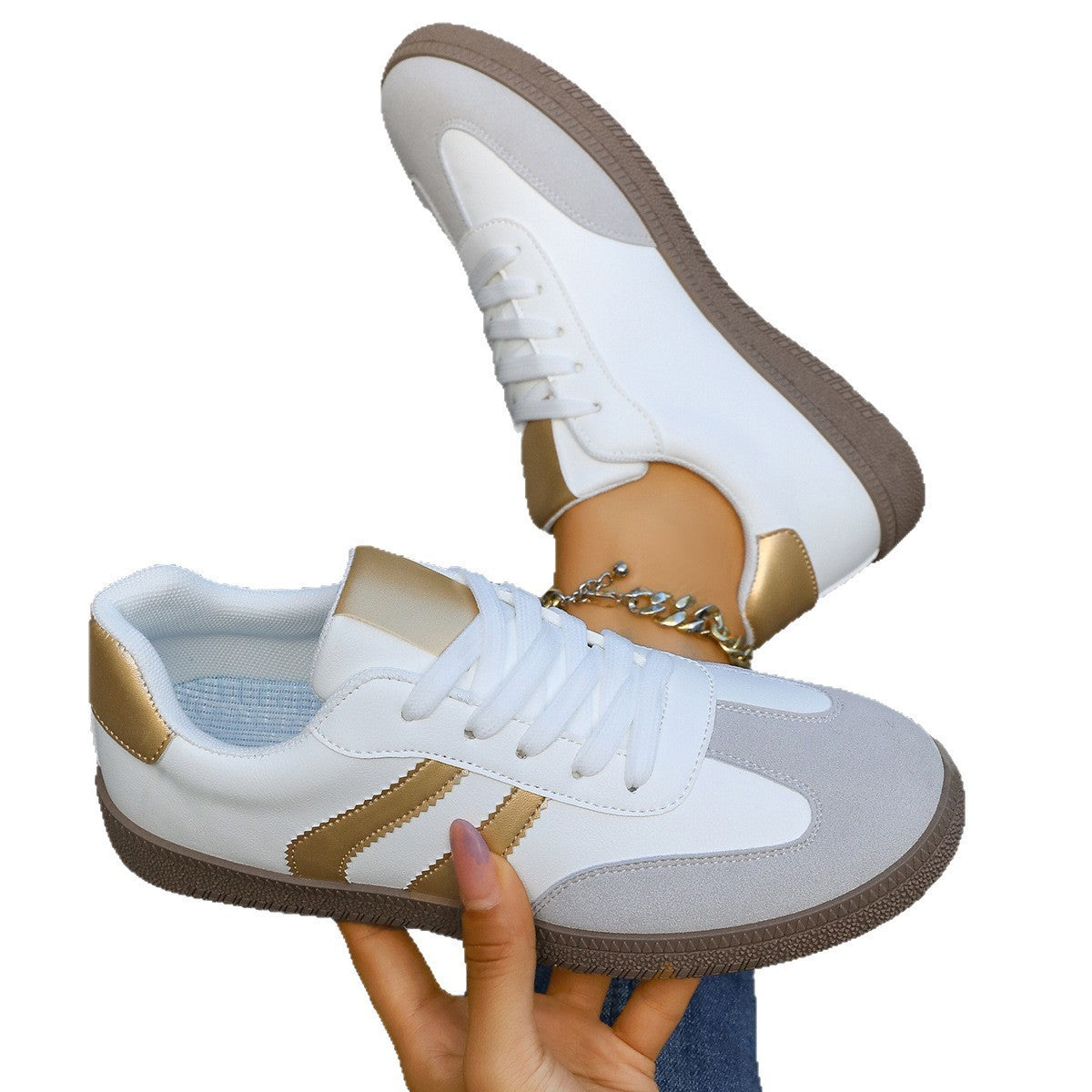 Spring Autumn Platform Sneakers Women Fashion Mixed Colors Lace-Up Sport Shoes Woman Comfortable Non Slip Flat Trainers Female