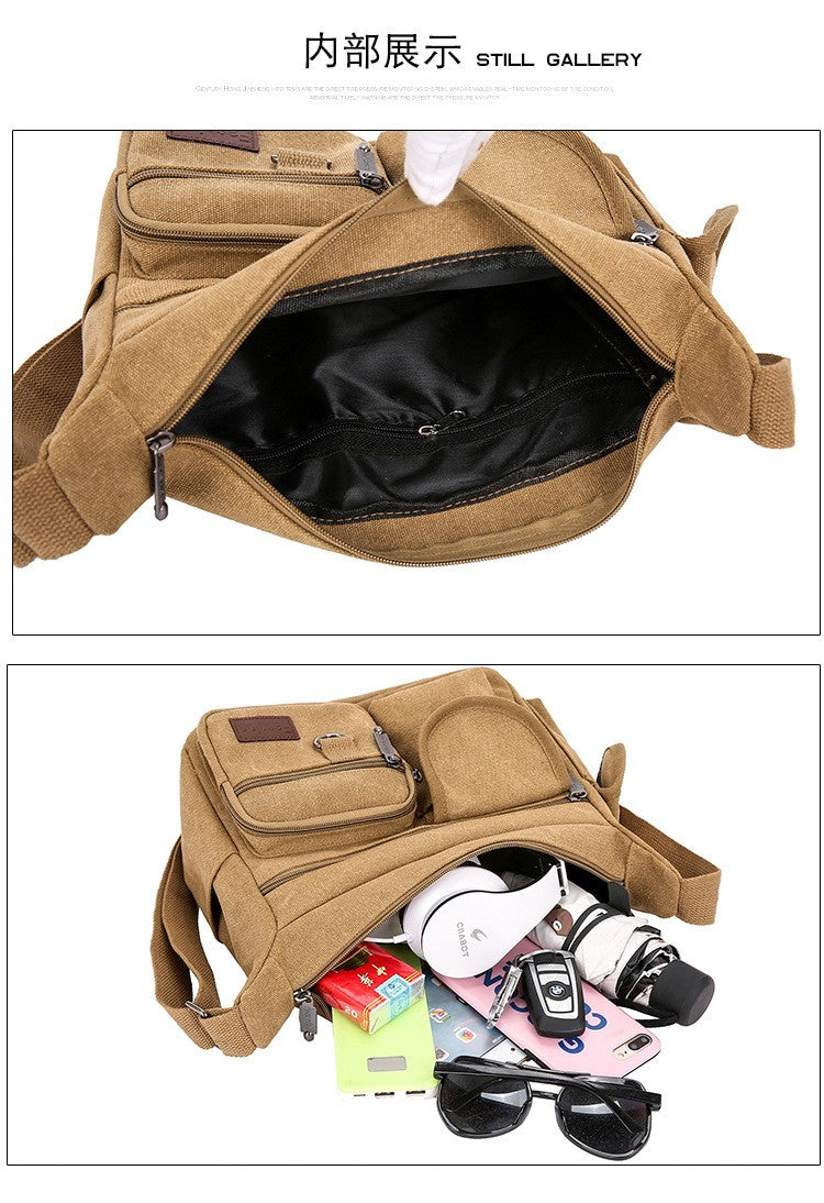 Men's Canvas Messenger Bag Single Shoulder High Quality Crossbody Bag Messenger Bag Commuter Travel Daily Use With Compartment