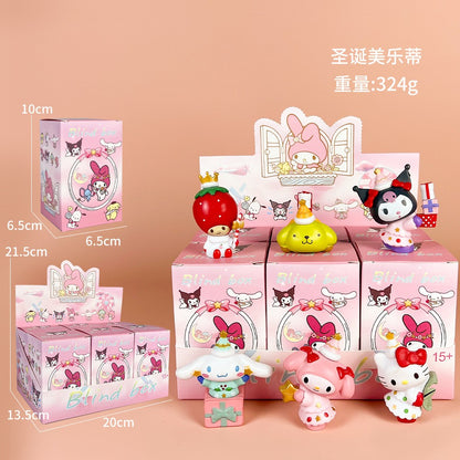 Sanrio Nova Série Flor de Rima Blind Box Kawaii Kuromi Pochacco Cinnamoroll Melody Caixa Surpresa Boneca Sacola Surpresa Decoração Brinquedo Presente