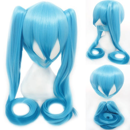120CM Long Synthetic Hair Clips 2 Ponytails Lolita Green Pink Heat Resistant Party Wigs Synthetic Hair Hatsune Miku Wig Cosplay