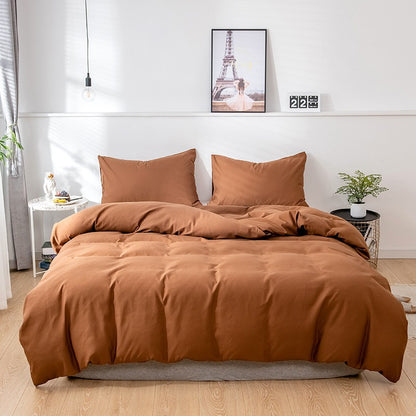 Capa de Edredom Nórdica Lixada Cor Sólida 220x240 Solteiro Casal Queen King Conjunto de Roupa de Cama Simples Fronha Roupa de Cama (Sem Lençol)