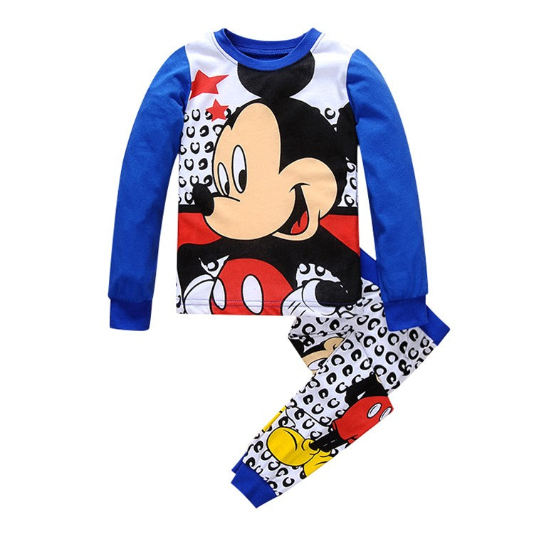 New Spring Autumn Classics Blue Mickey Children's Clothing Sets Girl Boy Sleepwear Clothes Kids Pajamas Set Baby Girls Pyjamas