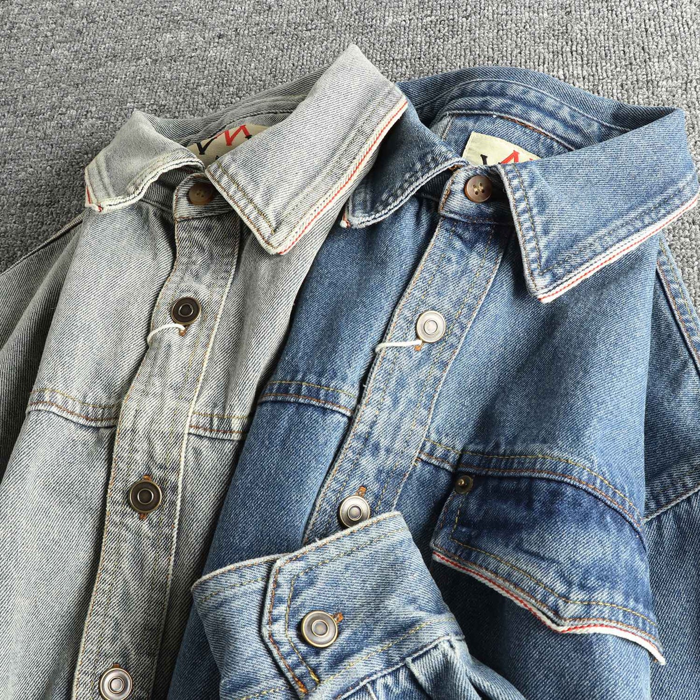 Autumn New American Retro Heavyweight Single Pocket Denim Cargo Shirt Men's Simple 100% Cotton Washed Casual Blouses Thin Jacket
