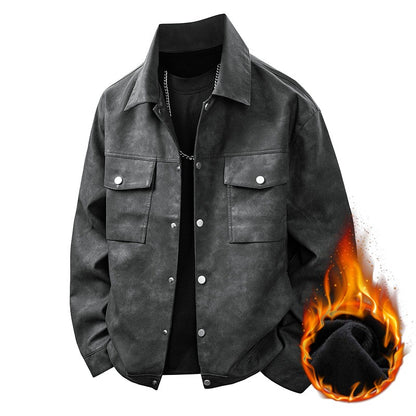 Leather Jacket Men Suede Coats Black Pockets Oversized 6XL 7XL 8XL Plus Size Street Motorcycle Button Autumn Brand Waterproof