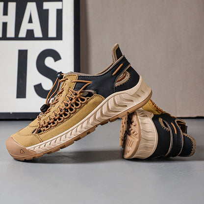 Sandals men's tide summer new style leather toe cap outdoor leisure sports hollow sandals beach shoes