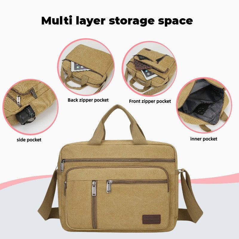 Fashionable Men's Shoulder Bag, Large Capacity Canvas Crossbody Bag, Casual Handbag, Suitable for Business, Daily Commuting, Etc