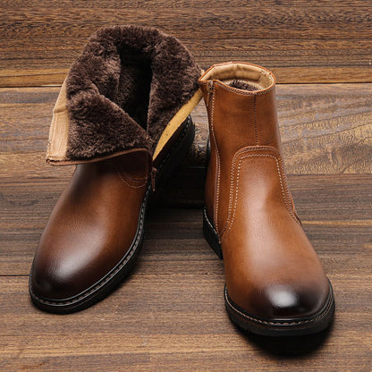 Men Winter Boots Vintage Ankle Warm Men's Winter Shoes #5278