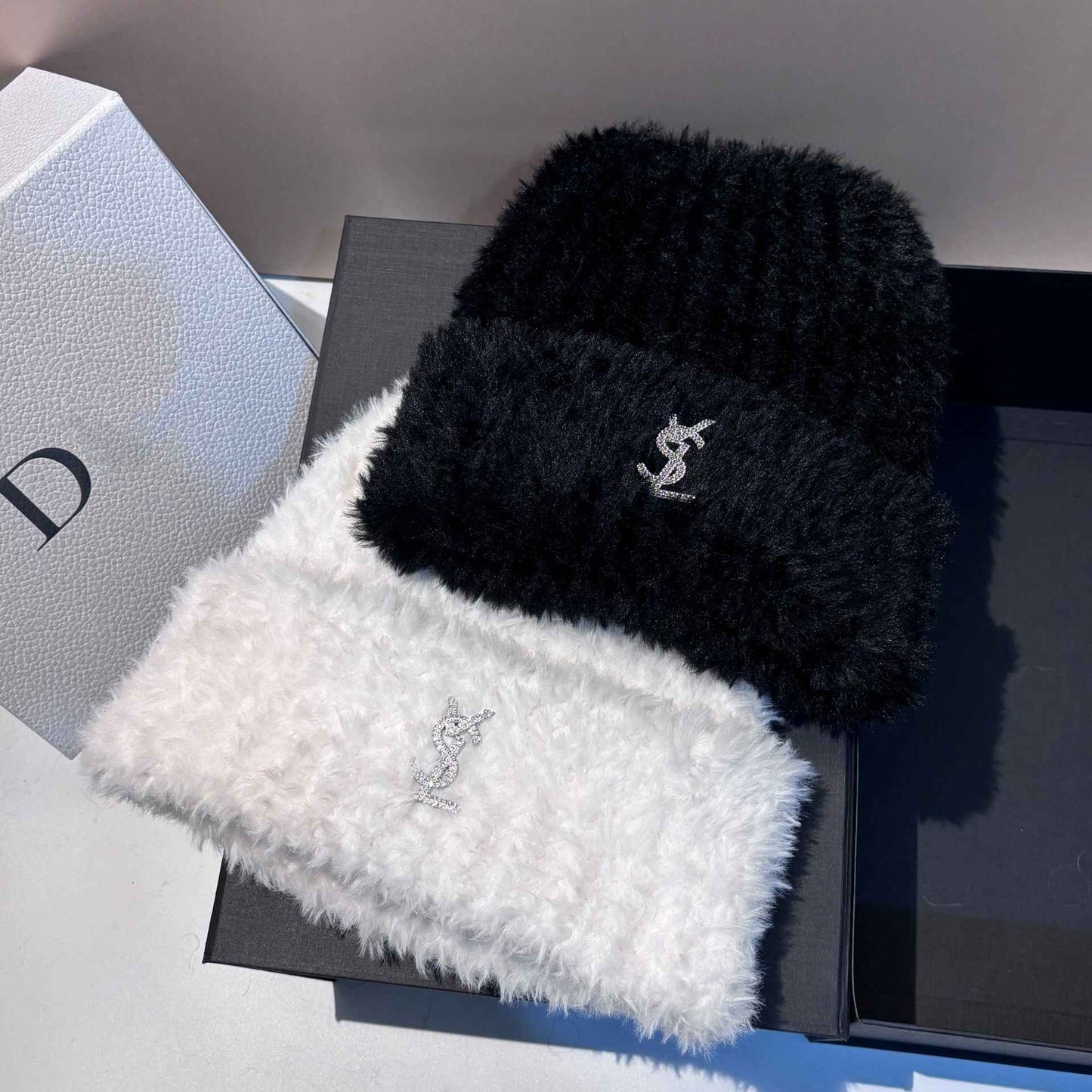 Soft Warm Slouchy Beanie for Women Outdoor Winter Hat with Ear Flaps Fashion Stretchable Skull Cap Face Slimming