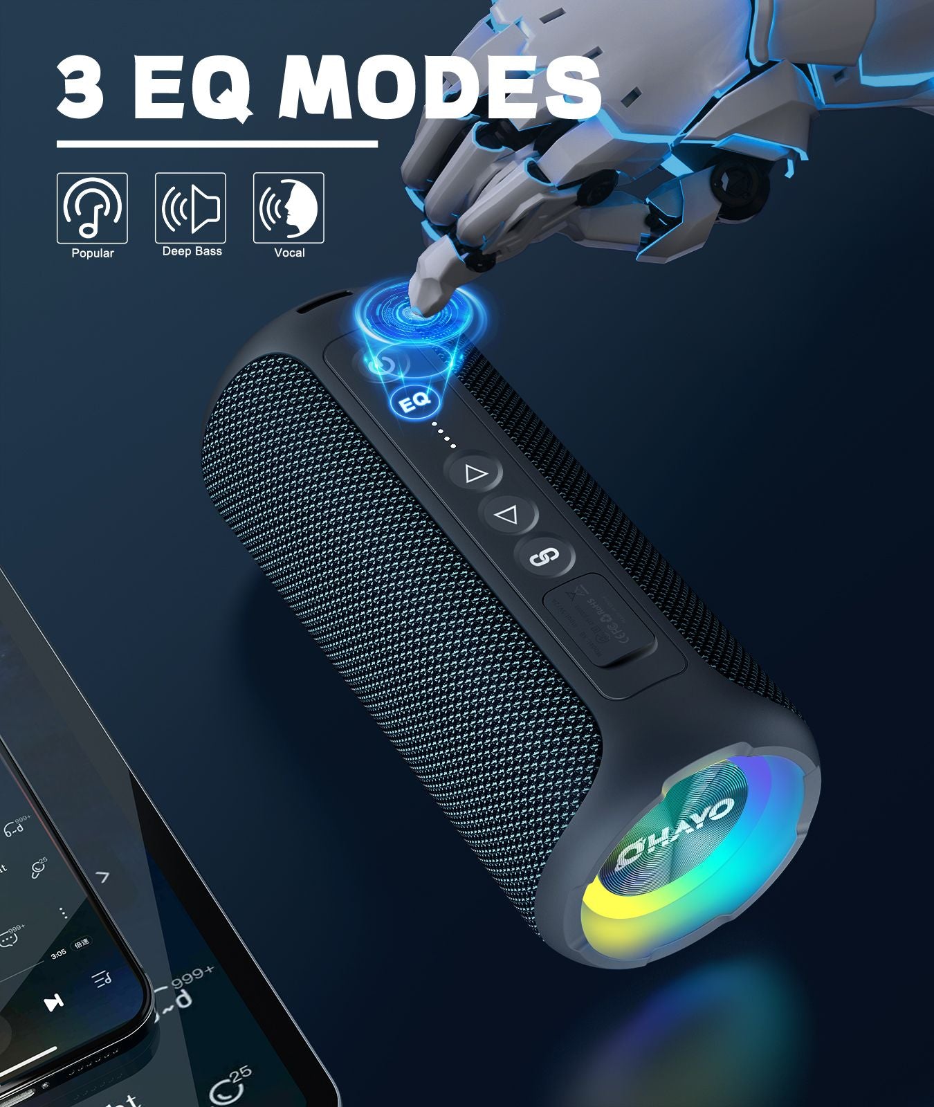 Caixas de Som Bluetooth Ortizan 40W, Graves Aprimorados, Alto-falante Sem Fio Portátil para Exterior, 30 Horas de Duração, À Prova D'água IP7, Alto-falante de Chuveiro Bluetooth 5.3