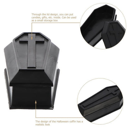Coffin Halloween Box Prank Ornament Haunted House Mini Treat Favor Plastic Candy Jewelry Wooden Gifts Props Adornment