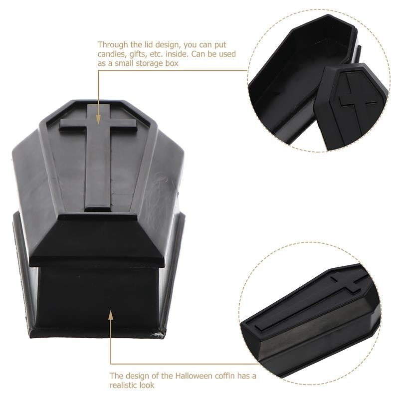 Coffin Halloween Box Prank Ornament Haunted House Mini Treat Favor Plastic Candy Jewelry Wooden Gifts Props Adornment
