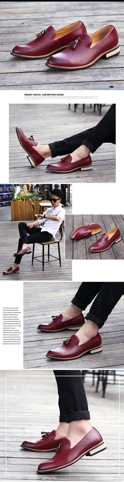 New pointed British men's business dress set with leather shoes and oversized men's shoes, fashionable and versatile