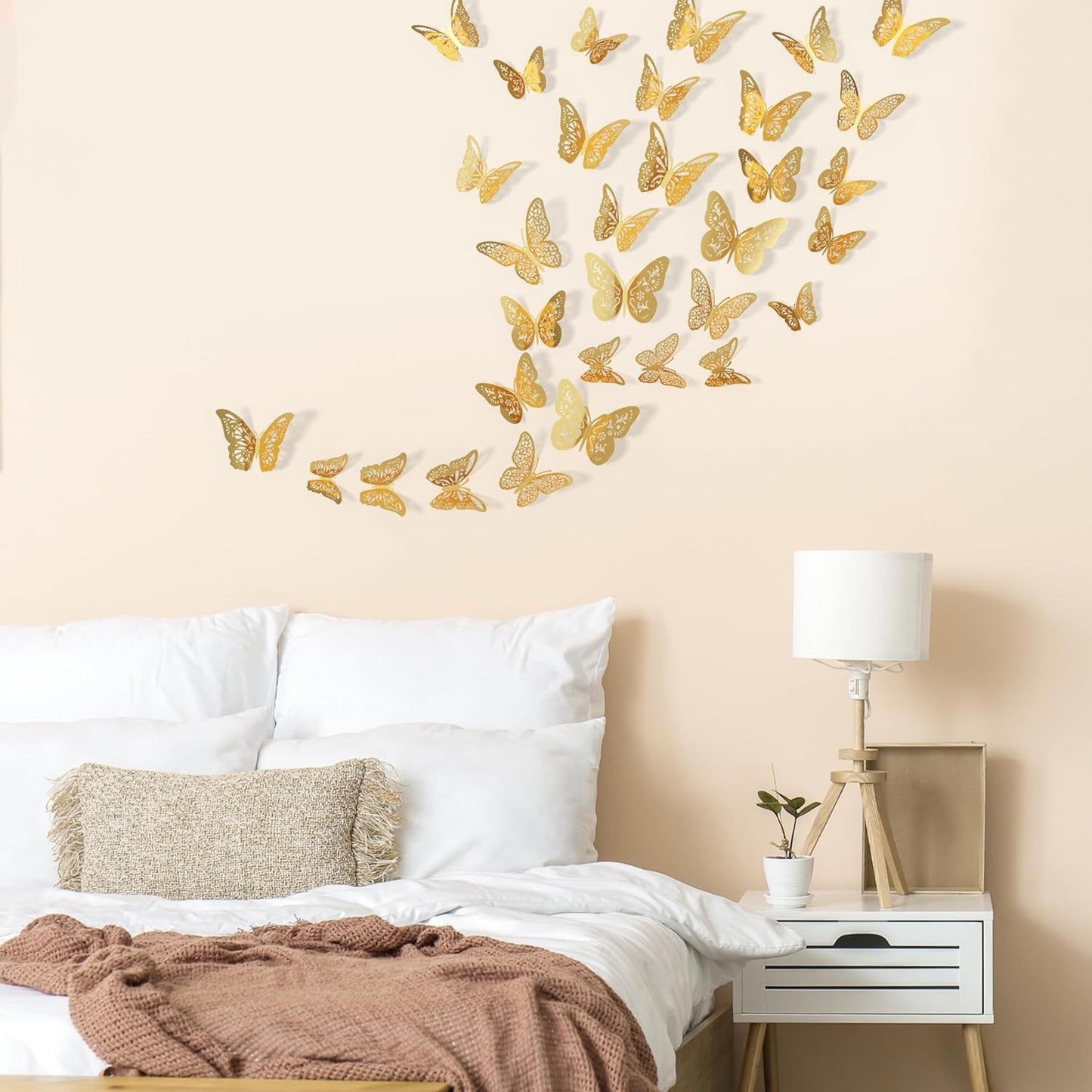 48 Pcs Silver Butterfly Decorations Butterfly Wall Decor 3D Butterfly Party Decorations Butterflies for Bouquet Cake Decorating